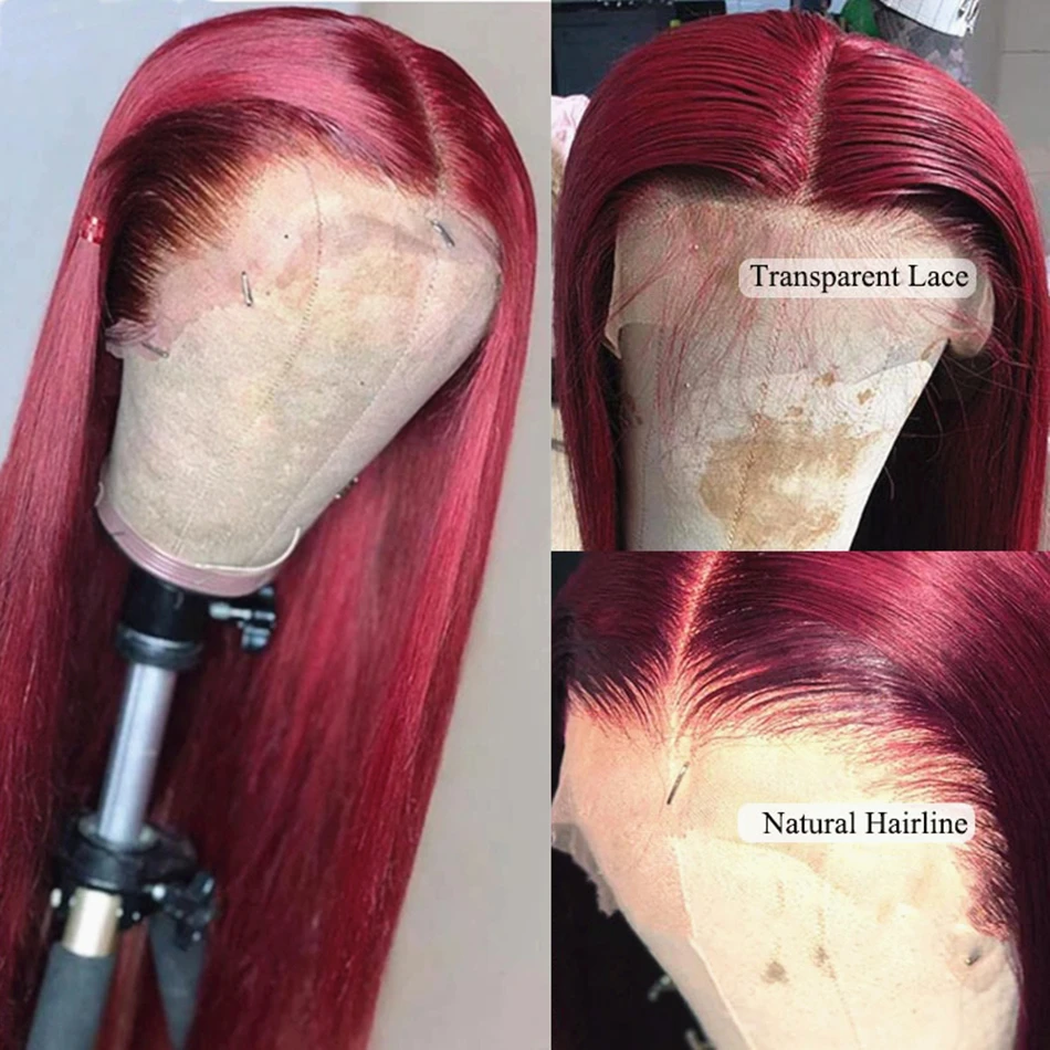 Straight Red 99J Colored Wig Pre Plucked 13x4 Lace Front Human Hair Wigs For Women Burgundy 13x6 HD Lace Frontal Human Hair Wig