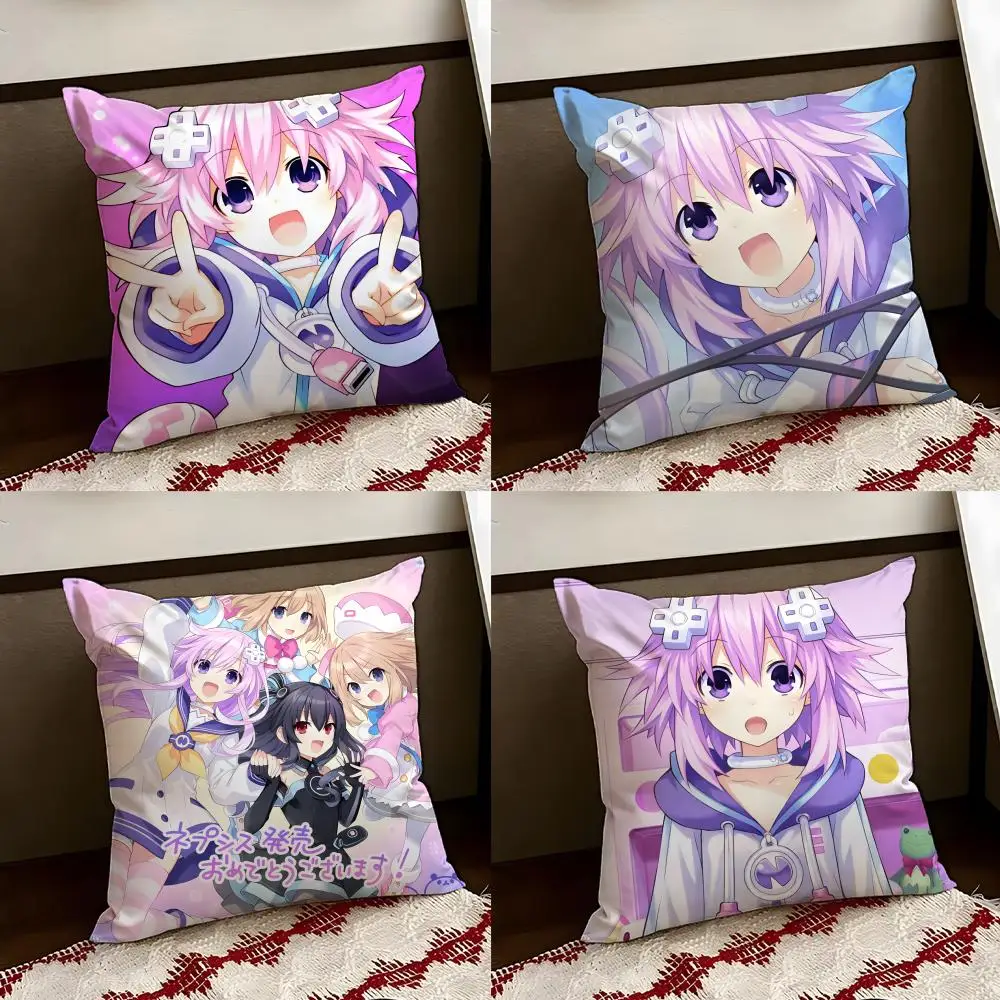 Hyperdimension Neptunia Cute Cushion Cover Reversible Soft Durable Pillow Cover Home & Car Multi-Scene Use for Daily Comfort