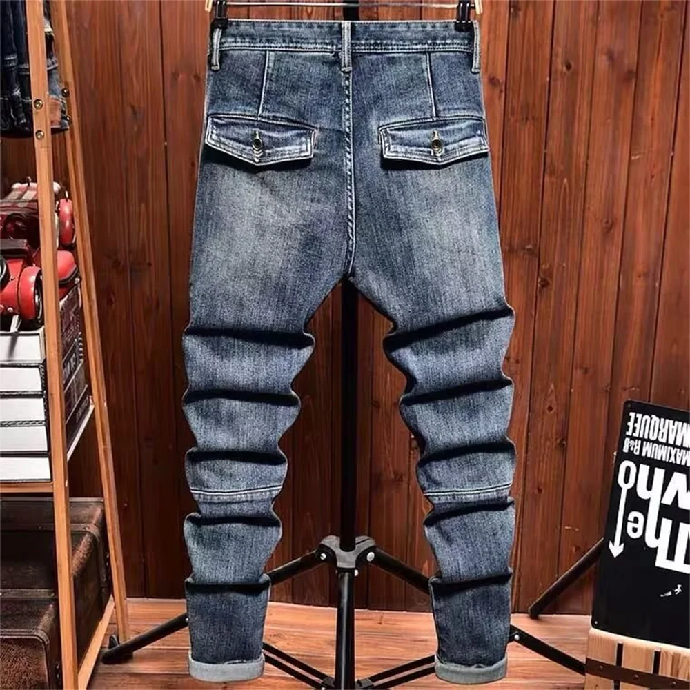 Streetwear Hip Hop Cargo Pants Men's jeans Cargo Pants Elastic Harun pants Joggers Pants 2023 Autumn and Winter