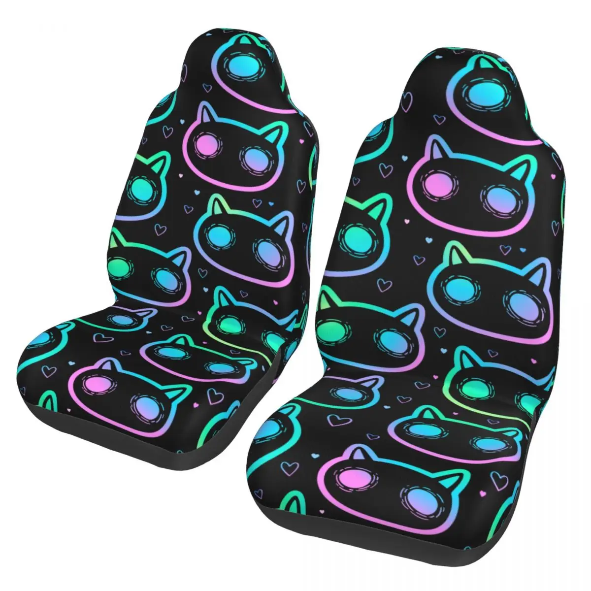 Colorful Scary Cats Universal Car Seat Cover Auto Interior Suitable For All Kinds Models Seat Covers Fabric Seat Protector