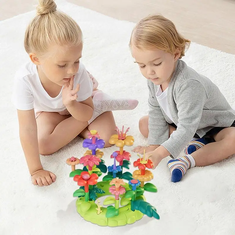 Tree Toys Garden Blocks Flowers Stacking Toy Stimulating Creative & Imaginative Play Stacking Blocks Hours Of Fun Kids Learning