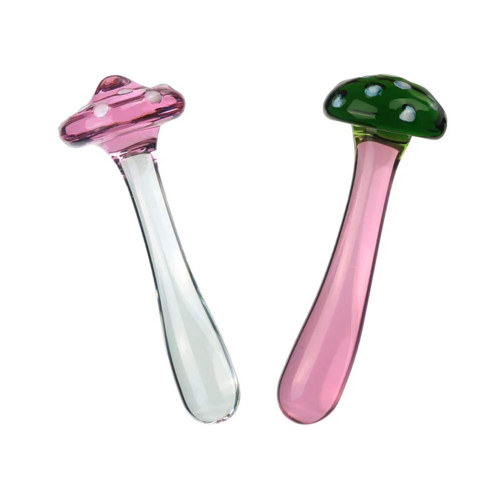 Crystal Glass Mushroom Head Anal Plug & Vaginal Massager, Intimate Pleasure Toy for Women, Personal Adult Dildo
