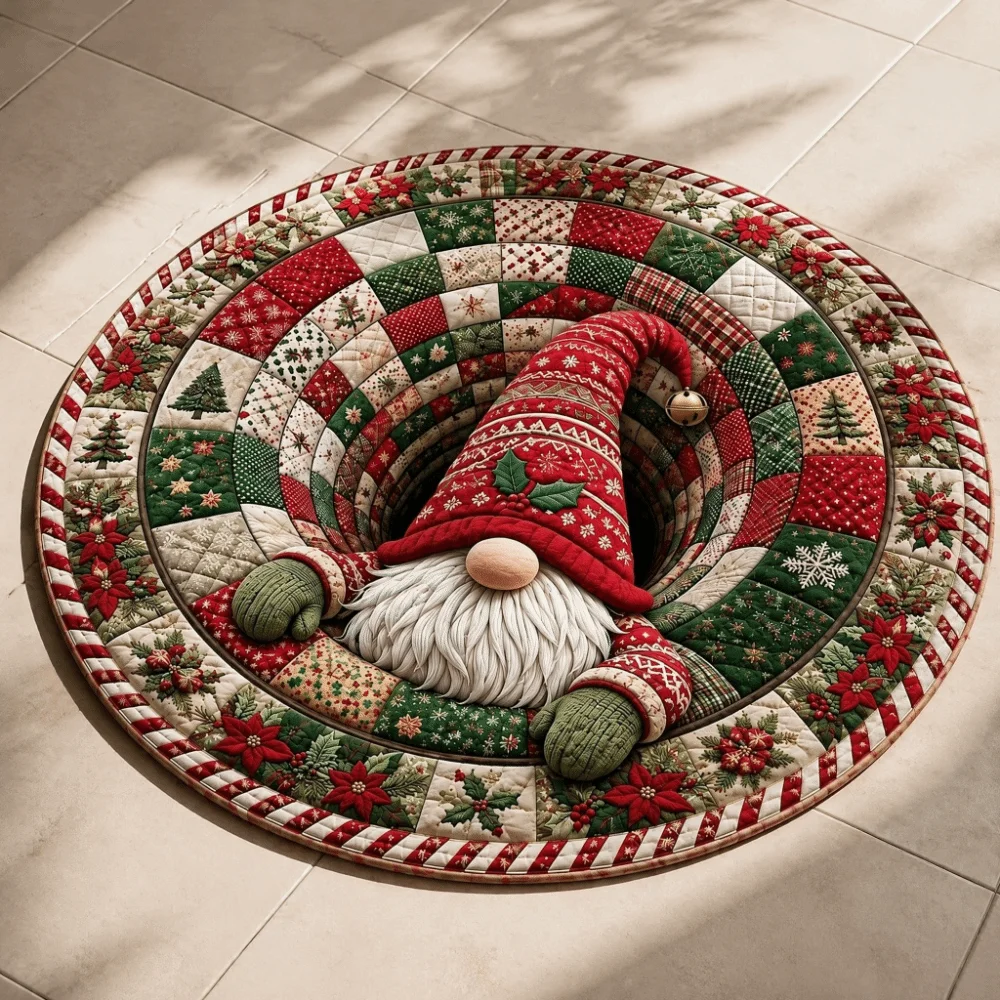 60*60cm Christmas Round Carpet Imitation Cashmere Red Christmas Tree Base Mat 3D Special-shaped Anti-Slip Entrance Carpet