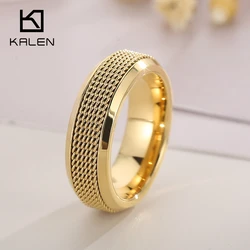 KALEN Waterproof Wedding Ring for Women Men Couple Rings Chunky Geometric Circle Minimalist Ring New Fashion Jewelry Gift