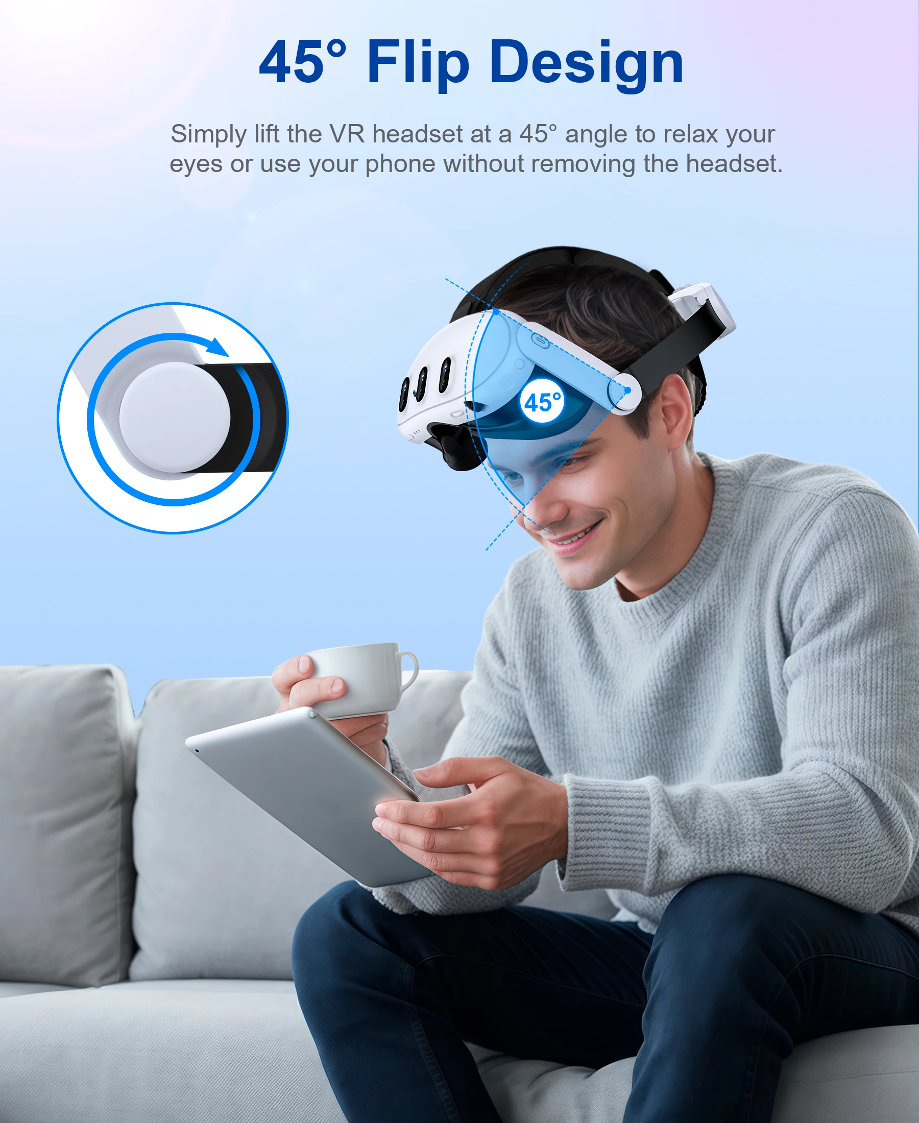 BEBONCOOL 8000mAh MV1000 Head Strap For Meta Quest 3S/Quest 3/Quest 2 Battery Head Strap Compatible for Oculus Head Strap