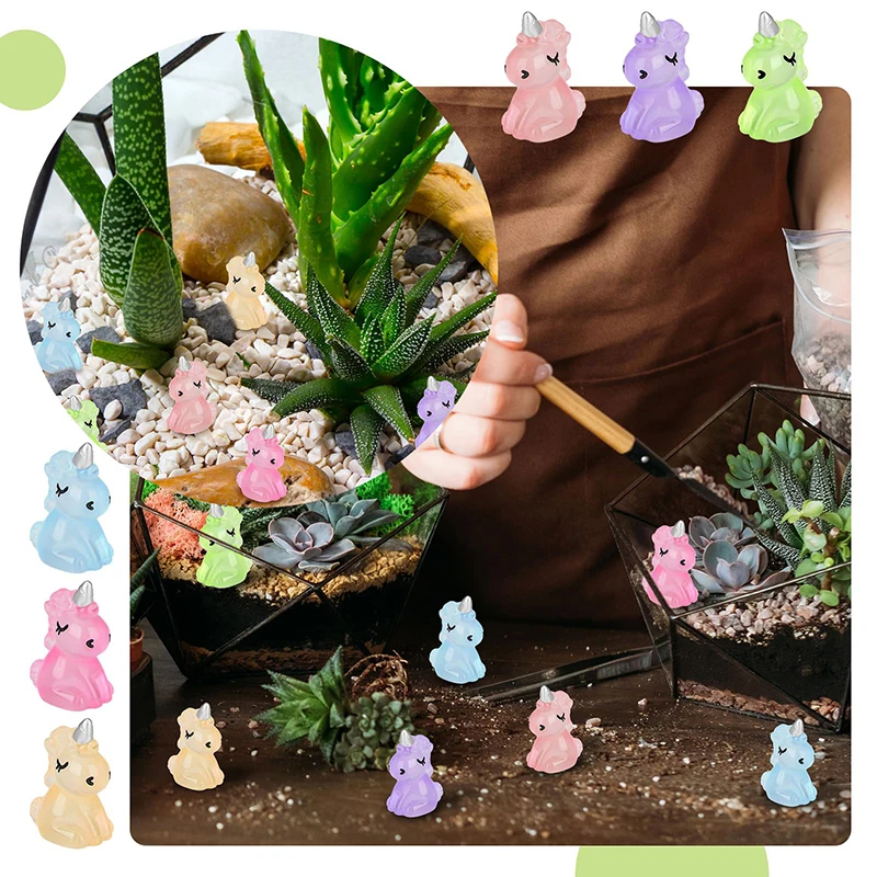 12/24/36pcs Mini Unicorn Resin Luminous Miniature Figurines Glow in the Dark for Home Garden Ornaments Party Decor Kids Gifts