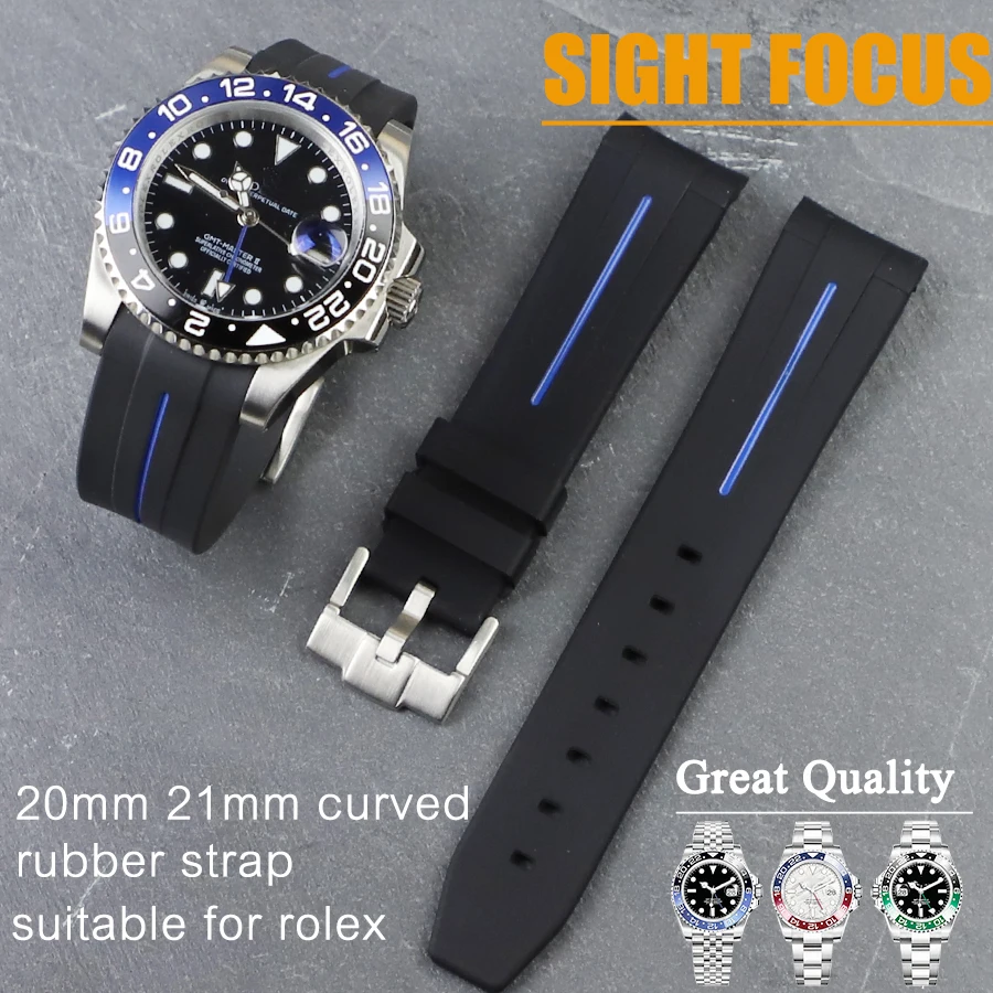 Curved 20mm 21mm(DEEPSEA) 22m Watch Strap for Rolex Strap Submariner Yacht Master GMT Watchband for Omega Seamaster 300 Longines