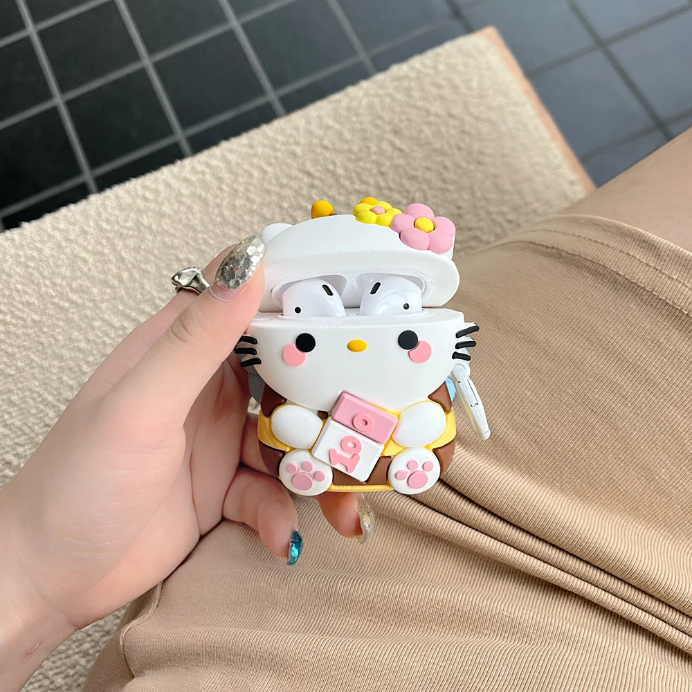 

3D Cartoon Cute Bee Hello Kitty for AirPods 1 2 3 Case AirPods Pro 2 Case IPhone Earphone Accessories Air Pod Silica gel Cover