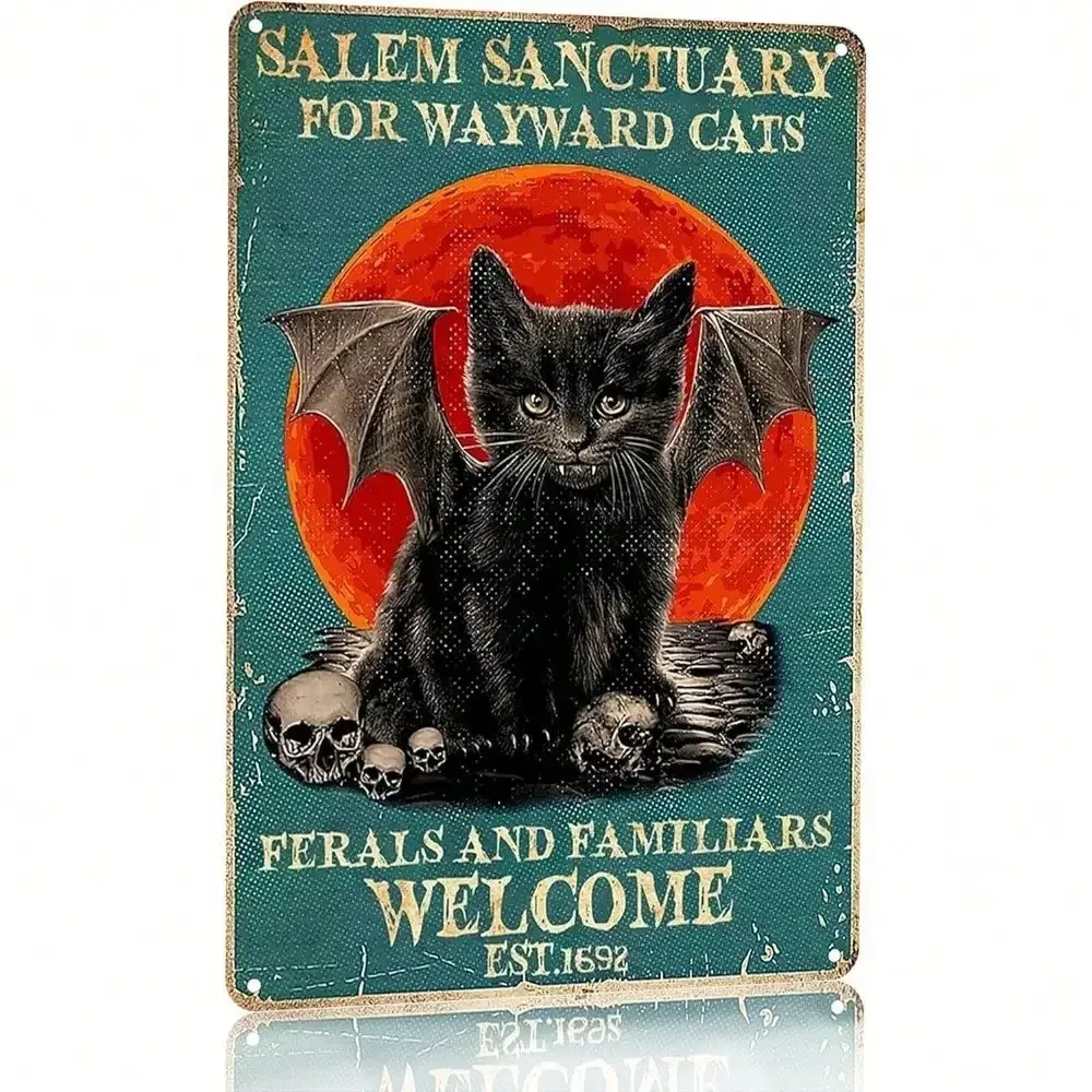 

Black Cat Tin Sign Vintage Wall Art Home Decor For Bedroom Living Room