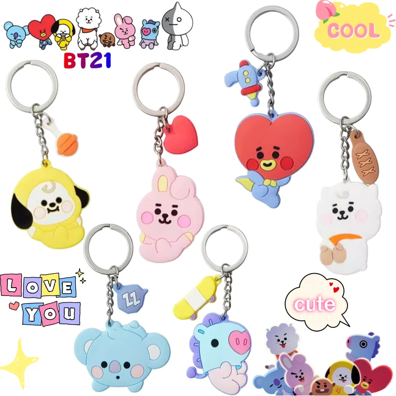 

BT21 RJ cookie koya mang tata mang silicone keychain creative high-value animation cartoon doll doll shape car schoolbag pendant