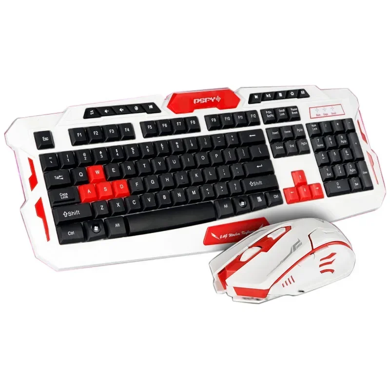 2.4GHz Wireless Keyboard Gaming Keyboard Mouse Combo 19 Keys Anti-ghosting Adjustable DPI Mouse USB Receiver Adapter Mouse Mat