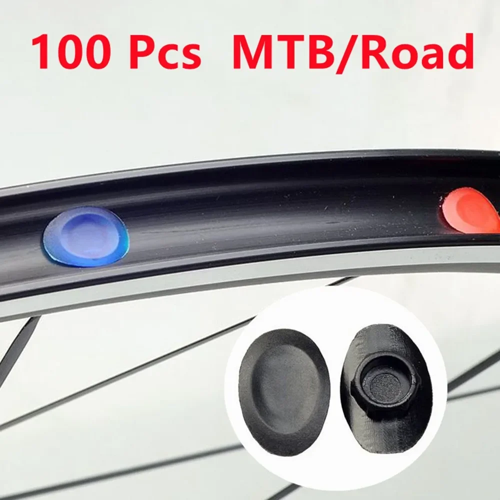 

100 шт. MTB обод шоссейного велосипеда, заглушки для колес, накладка для горного велосипеда, стальное кольцо, заглушки с отверстиями, черный/красный/синий, сменный аксессуар для велоспорта