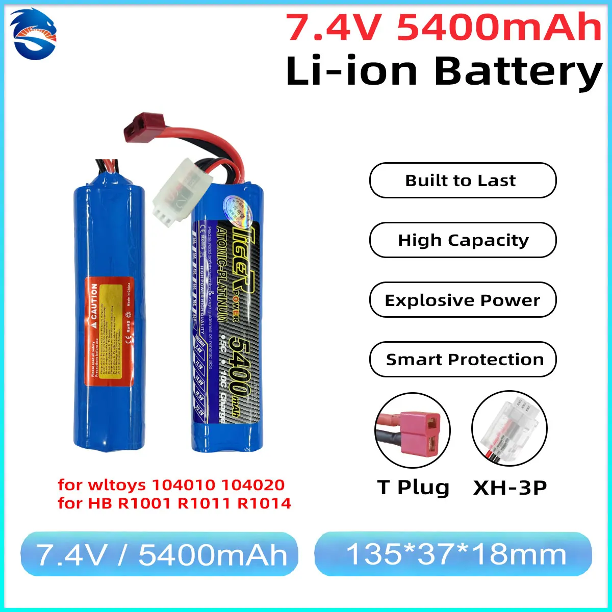 WLtoys Upgrade 2S LiPo Battery 7.4V 3000mAh/5400mAh 35C for 1/10 104020 104010 104026 HB R1011 R1014 R1001 RC Car Parts