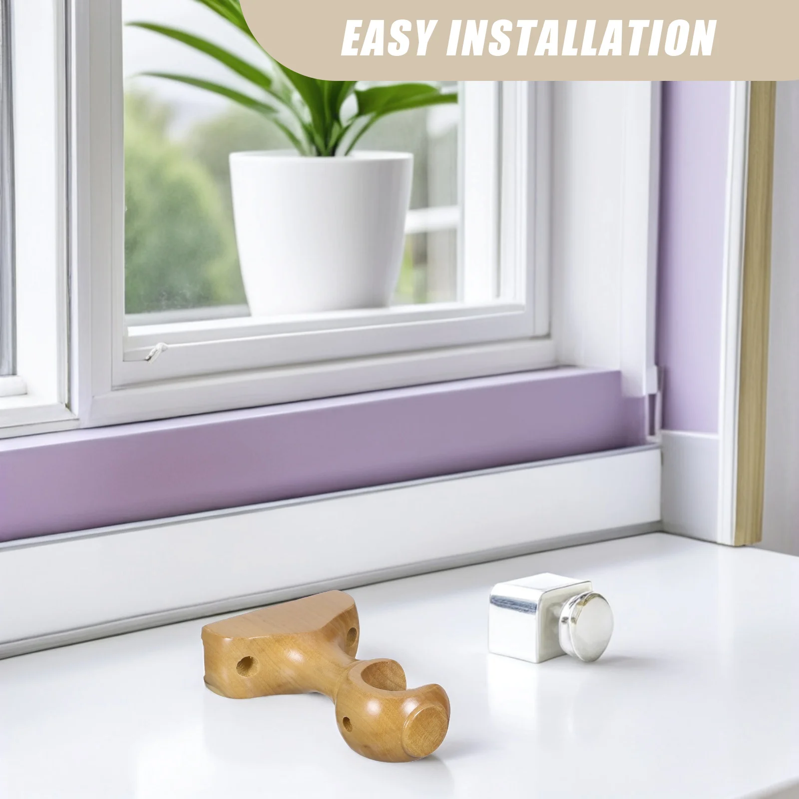 2 Buah Braket Tiang Gorden Kayu Elegan, Operasi Lancar, Ramah DIY, Pemasangan di Dinding, Penyangga Tiang Gorden, Gantungan Tiang Gorden
