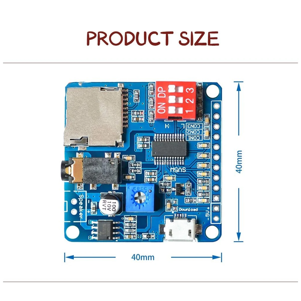 2Pcs DY-SV5W Voice Playback Module MP3 Player Triggers Playback Serial Port Control Playback