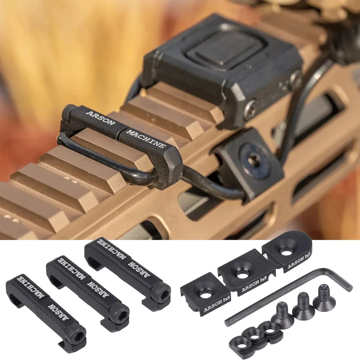 Juego de 3 Piezas de Sistema de Gestión de Cables Tácticos MLOK para Linterna SureFire M300 M600 PEQ, Clip para Cable de Interruptor