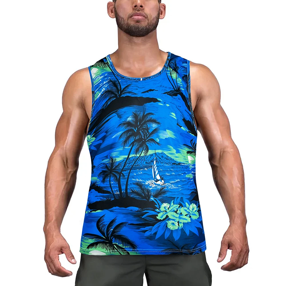 2024 neue Sommer Mode männer Ärmelloses T-Shirt Strand Druck männer Weste Leichte Und Atmungsaktive Casual Weste