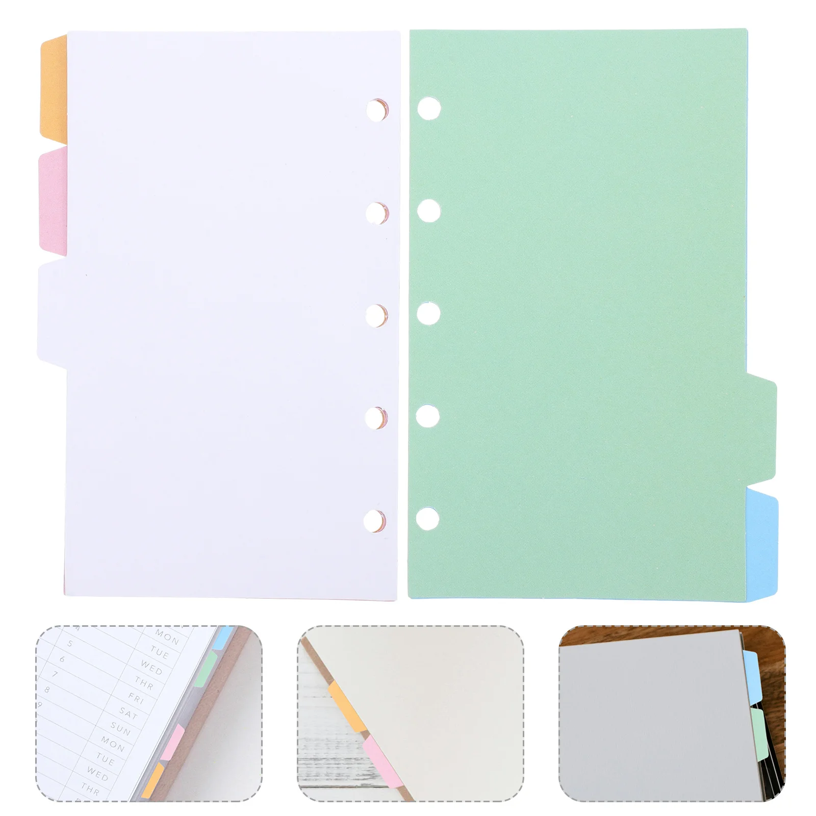 

2Sets Loose-Leaf Page Markers Binder Dividers Notebook Index Dividers Punched Tabs for Organization A8 Loose-Leaf Page Markers