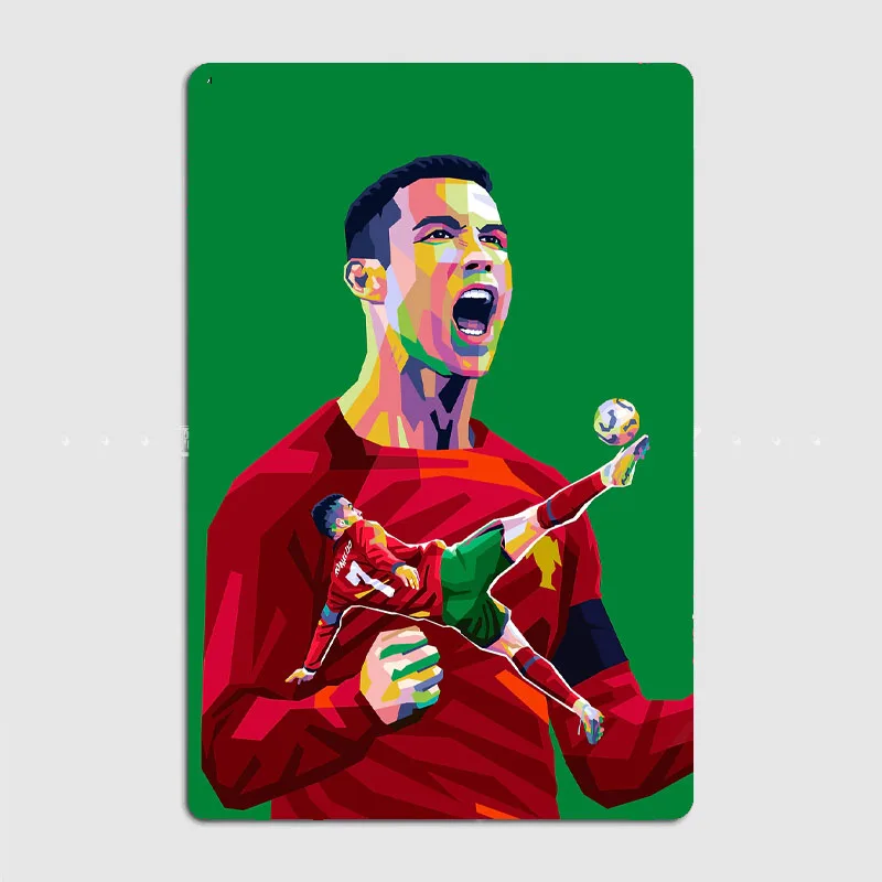 Pósteres Retro de jugador de fútbol Cristiano Ronaldo, cartel de Metal, cartel para garaje, Club, Bar, pared interior, decoración de habitación, decoración del hogar
