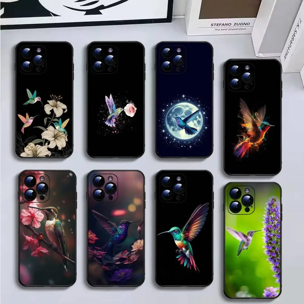

Hummingbird Phone Case For iPhone16,15,14,13,12,11 Plus,Pro Max,XS,X,XR,SE,Mini,8,7,Soft Black Cover