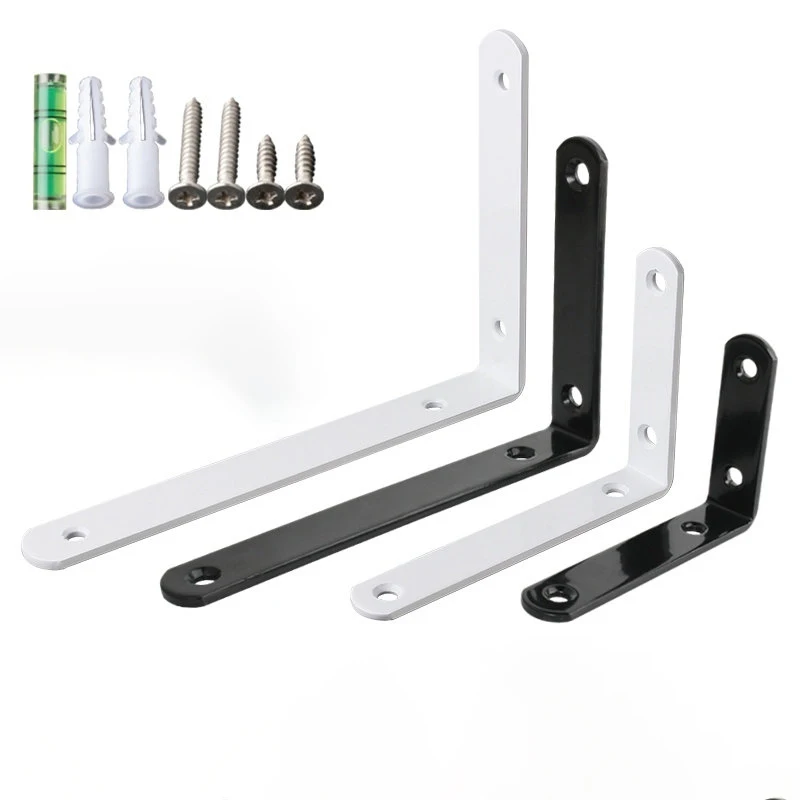 2PCS 90 Degree L Shape Iron Material White Black Color Wood Shelf Bracket Heavy Duty Wall Shelf Support