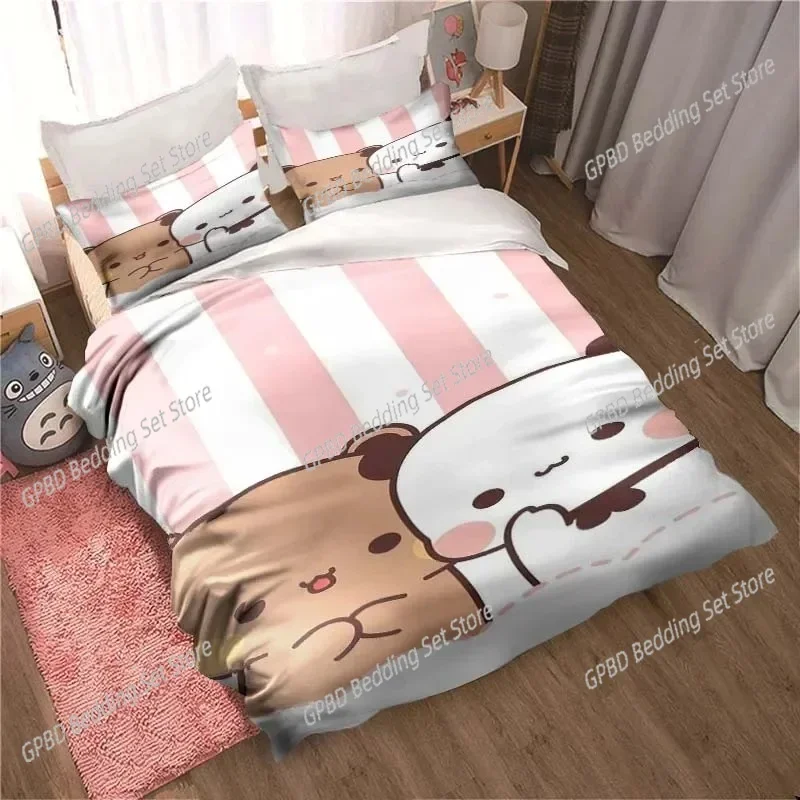 Bubu Dudu Cartoon Cute Bear Kawaii Comfortable Duvet Quilt Cover Pillowcase Bedding Set Children Bedroom Decoration Home Textile