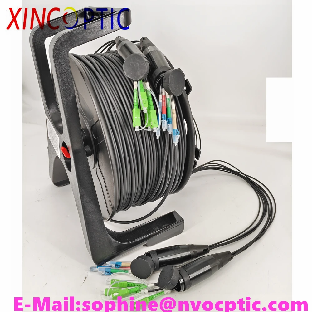 

8C 200Mts,SM,,G657A1,5.0mm,PDSC/APC(8Cores)-8F PDLC Fiber Optical Patch Cord Armored Black LSZH/TPU Cable with Reel PCD310 Roll