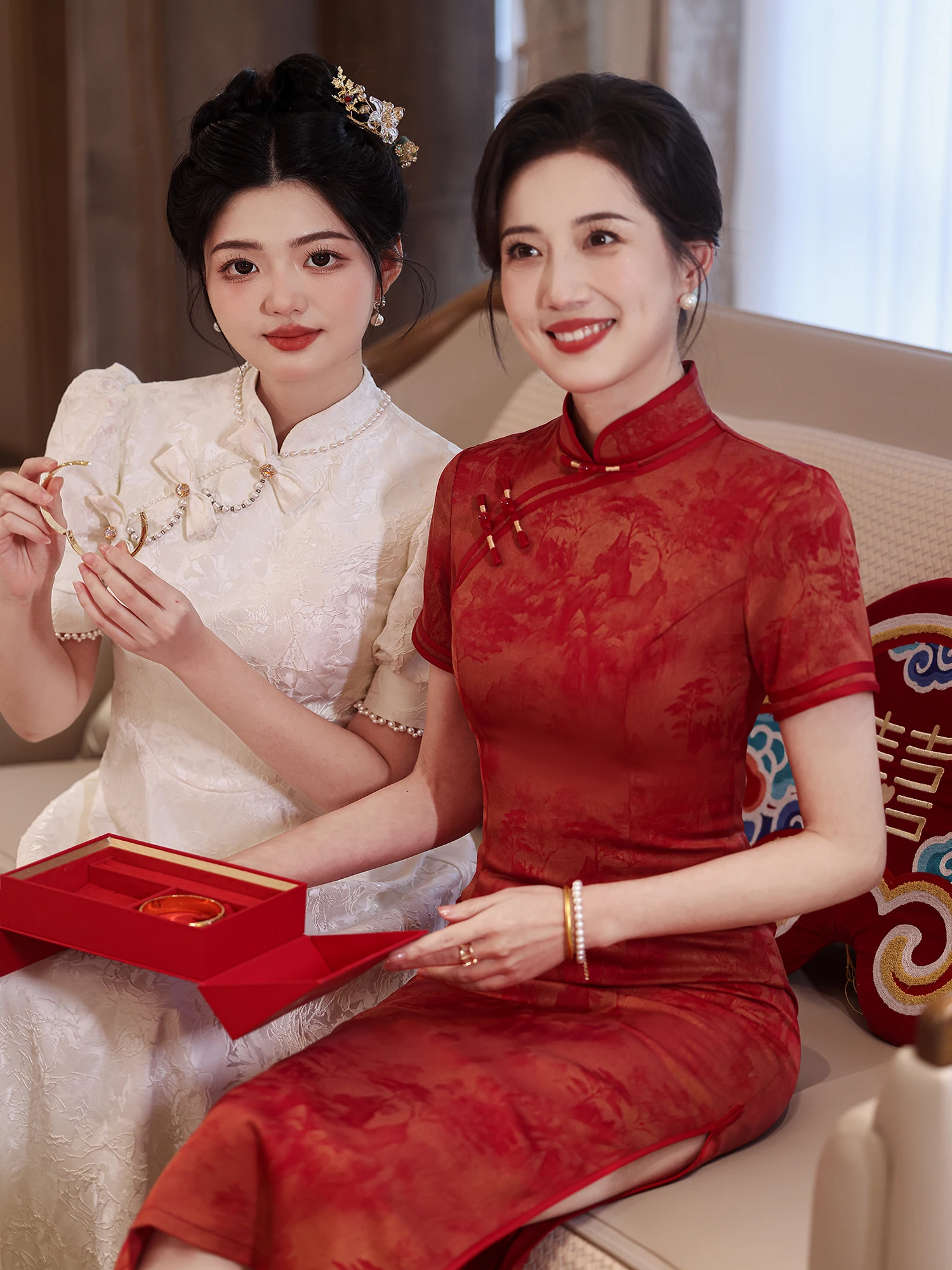 

Young Ele Summer Wedding Dr New 2026 Mom Qipao High End Brand Daily Wear Vintage Sle Long Qipao Polyester Fiber