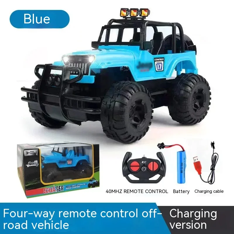 Stock Electric Remote Control Car 4wd Truck Simulation Toy Car Recharge Led Light Off-Road Plastic Toy Drift Stunt Gift For Kids