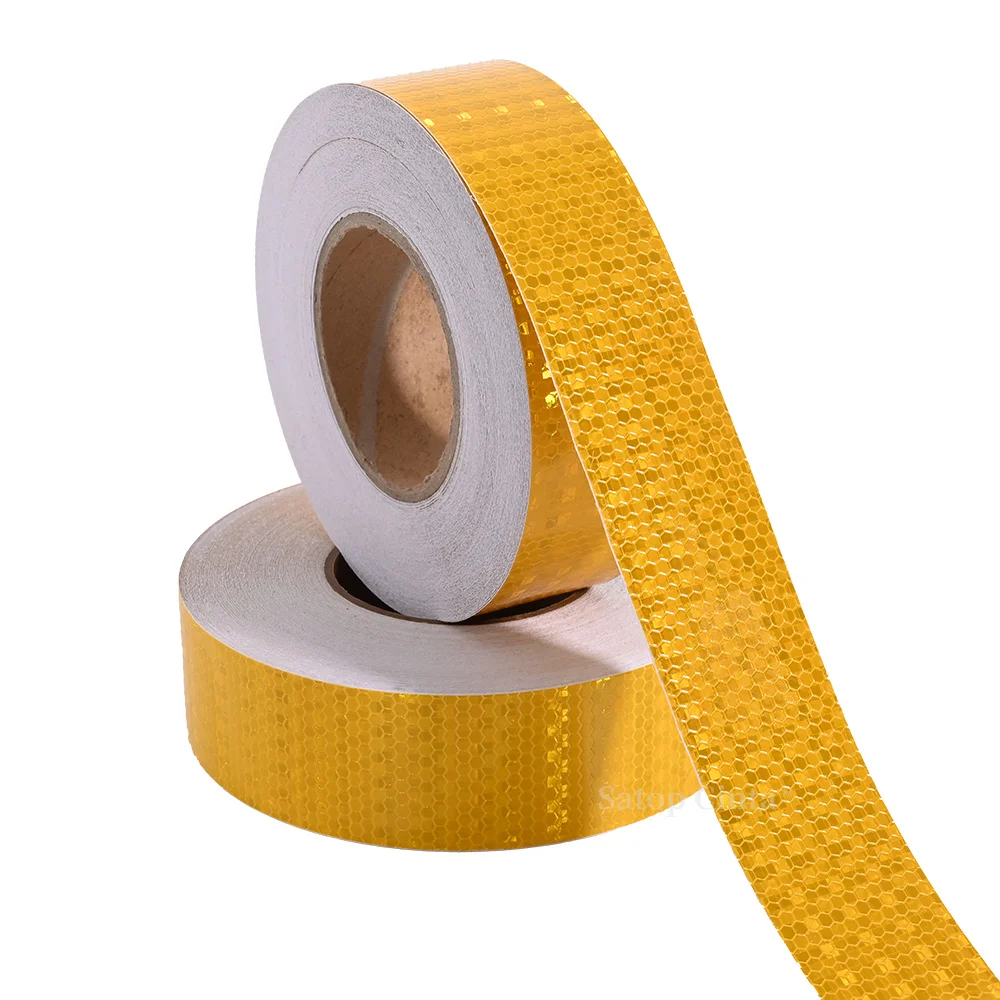 5cmx50m Honeycomb Yellow Reflective Safety Tape With Shiny Star Reflector Sticker Strong Adhesive Retro Reflect Tape For Vehicle