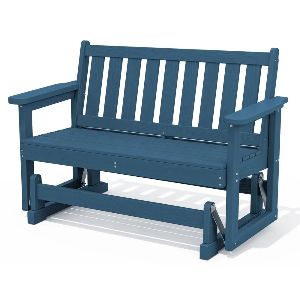 

Outdoor HDPE Glider Bench, All Weather Swinging Bench for Outdoor Porch Garden, 660LBS Capacity, Deep Navy