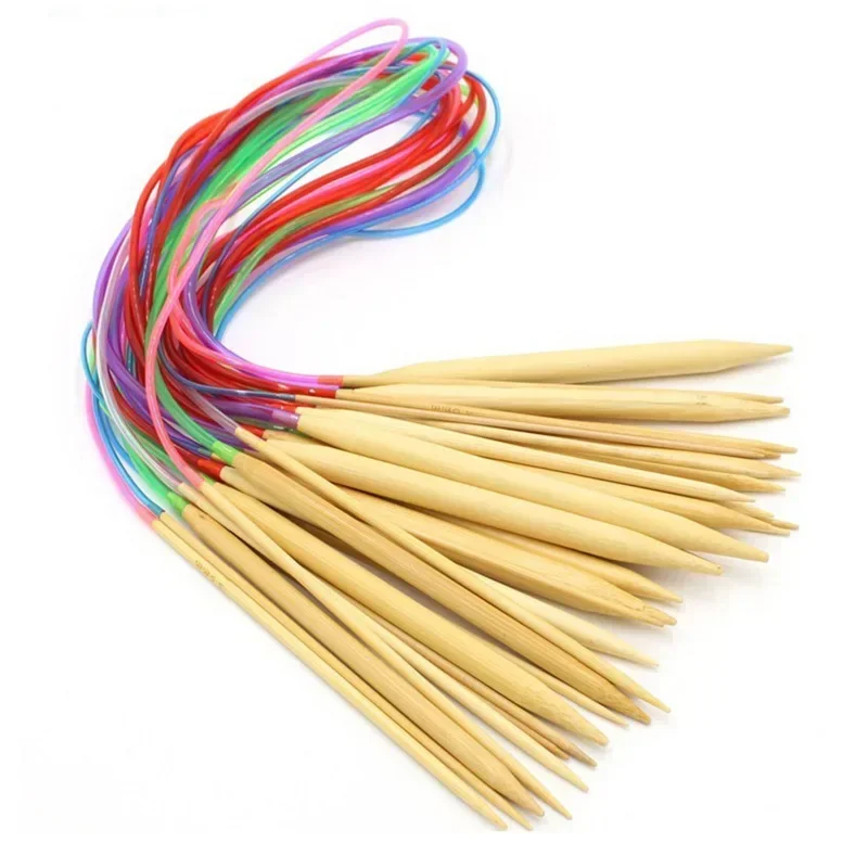 Bamboo Circular Knitting Needles Set Double Cusp Crochet Hooks Soft Tube Needle 40‑120cm For Sewing Knitting DIY Craft Supplies