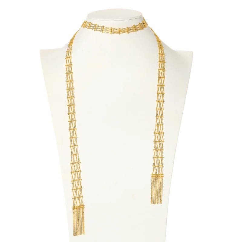 Bellux 925 Yellow K Gold-Plated Italian Style Handwoven Multiple Wearing Methods Long Sweater Chain Bracelet Necklace
