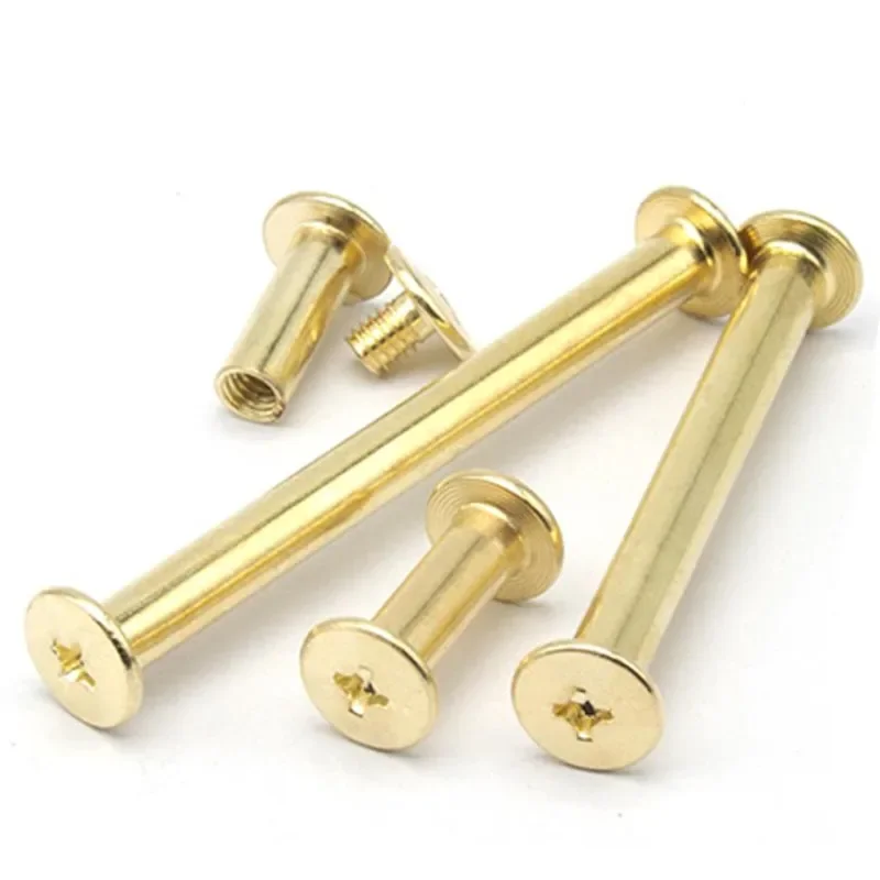 100 unidades de tornillos Chicago M5 acero con baño de latón para encuadernación, tornillos encuadernación tipo remache