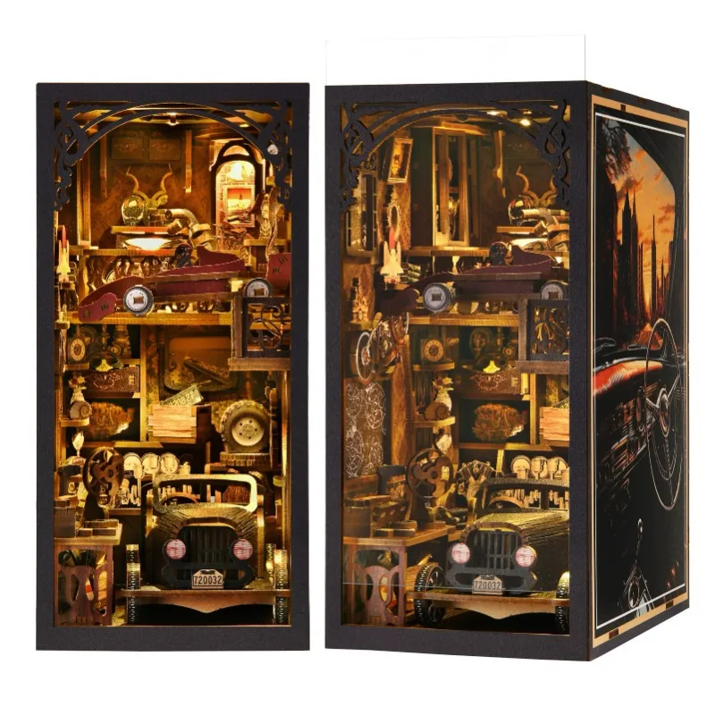 DIY Auto Museum Boek Nook Kit - Miniatuur Automodel 3D Puzzel Houten Assemblage Bouwstenen Speelgoed Cadeau
