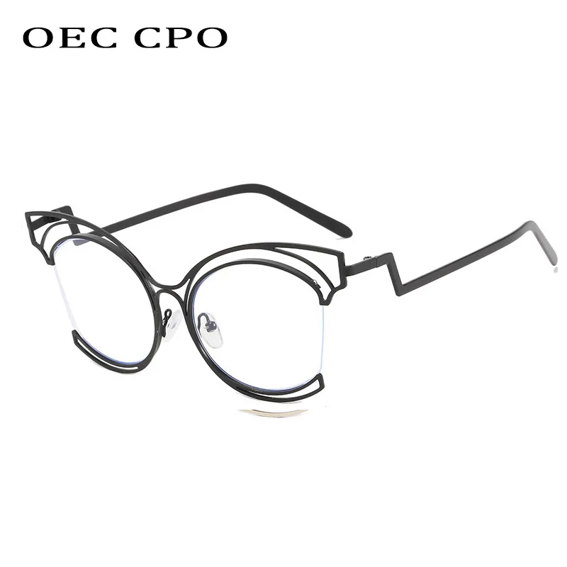 Vintage Metal Half Frame Cat Eye Glasses Frame Ladies Luxury Brand Clear Lens Eyeglasses Frames for Women Men Eyewear Spectacles