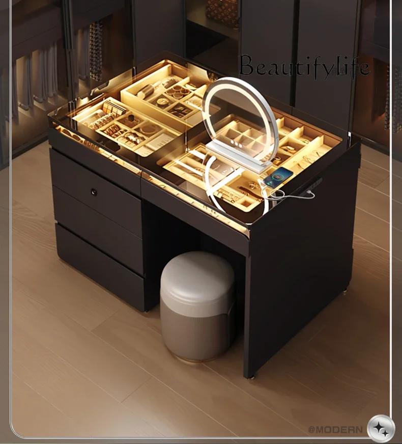 Dressing Table Integrated Multi-Functional Double-Sided Storage Bucket Cabinet with Mirror Cloakroom Jewelry Counter