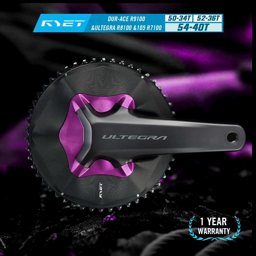 

RYET Aero Road Bike Chainring 50-34T 52-36T 54-40T for Shimano Dura-Ace R9200 Ultegra R8100 105 R7100 12-Speed 2x Groupsets with