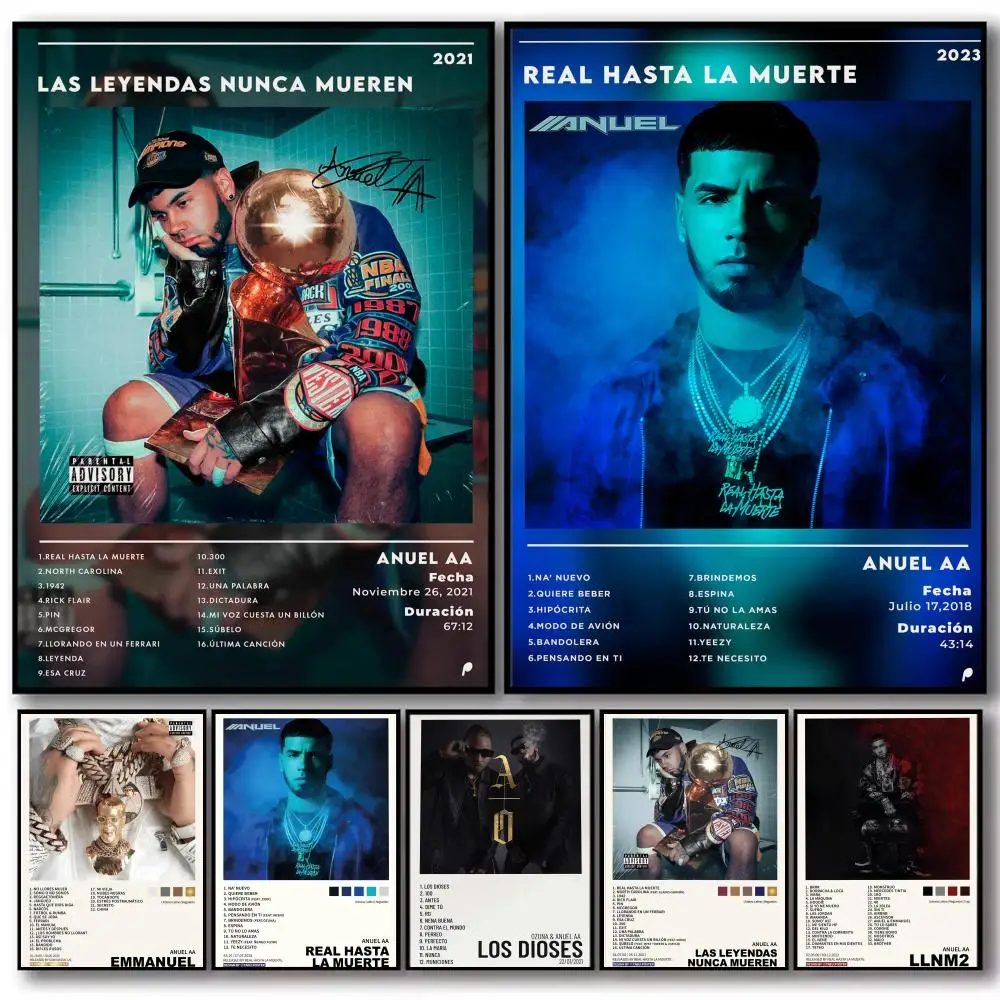 Rapper Music Pop Album A-Anuel AA Poster Decorative Stickers Wall Art Mural Photo Design for Home Living Room Hallway Decoration