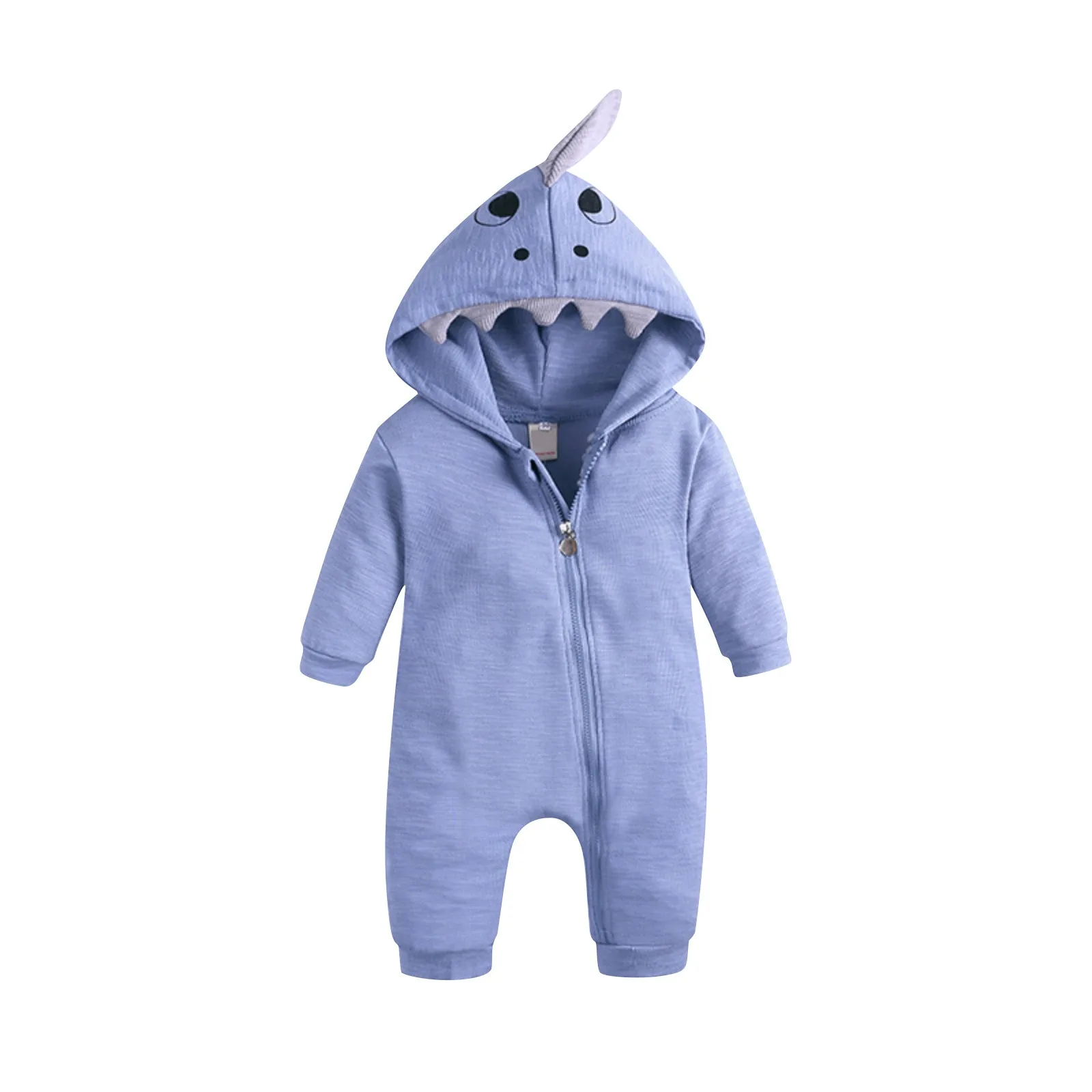 Baby Boy Girl Shark Hoodies Jumpsuit Clothes Infant Onesies Bodysuit Toddler Long Sleeve Romper Solid Shark Playsuits Costume