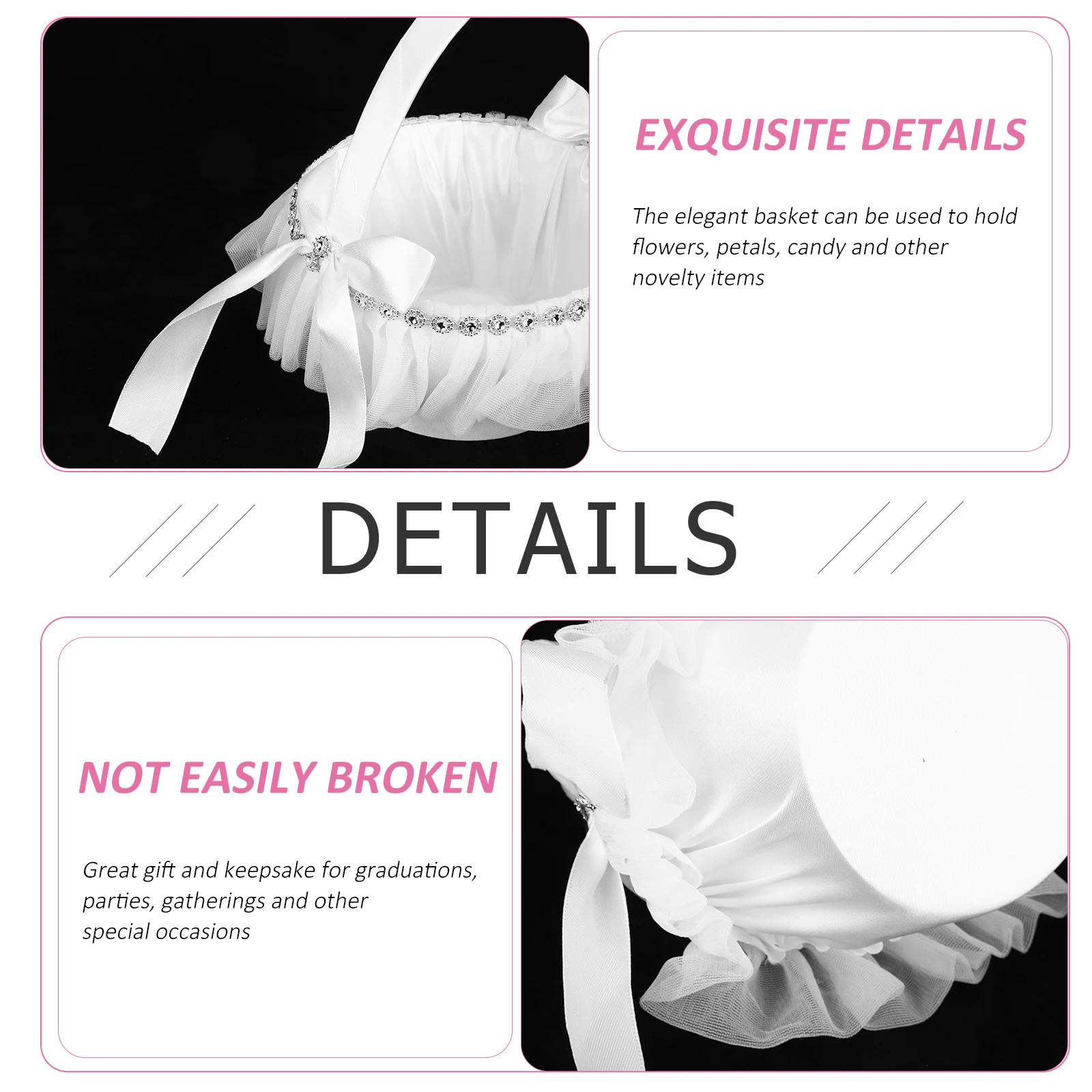 

Elegant Girl Decoration Flower Party Bridesmaid Accessories Supplies Rustic Wedding Delicate Flower Basket Handheld Basket For