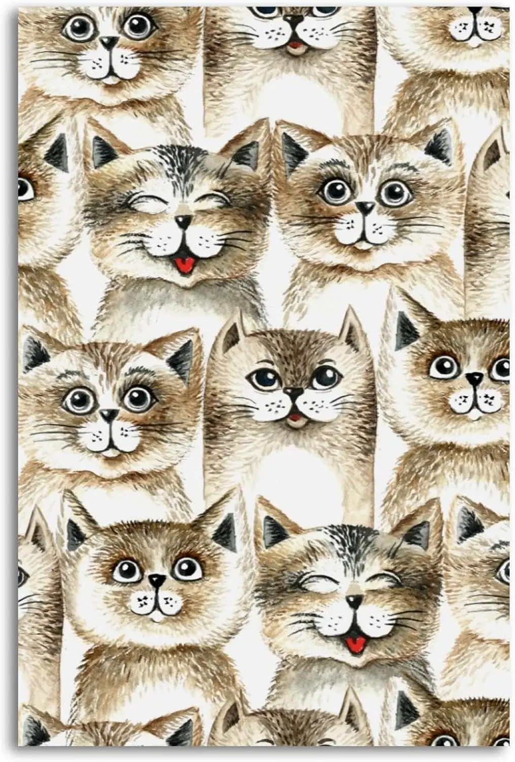 Metal Tin Signs Cute Brown Retro Cat Head Pattern Sign Vintage Wall Decor Plaque for Home Cafes Office Store Pubs Club ;