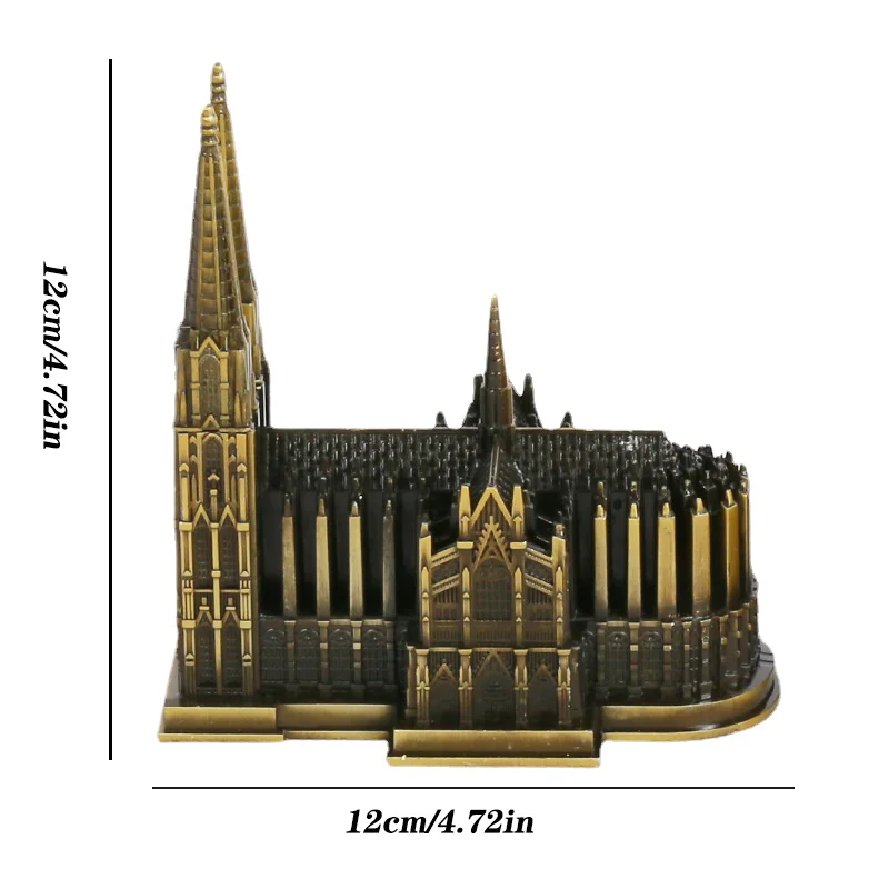 Cologne Cathedral Model Metal Antique Bronze Germany Kölner Dom Building Figurine World Famous Landmark Architecture Decoration