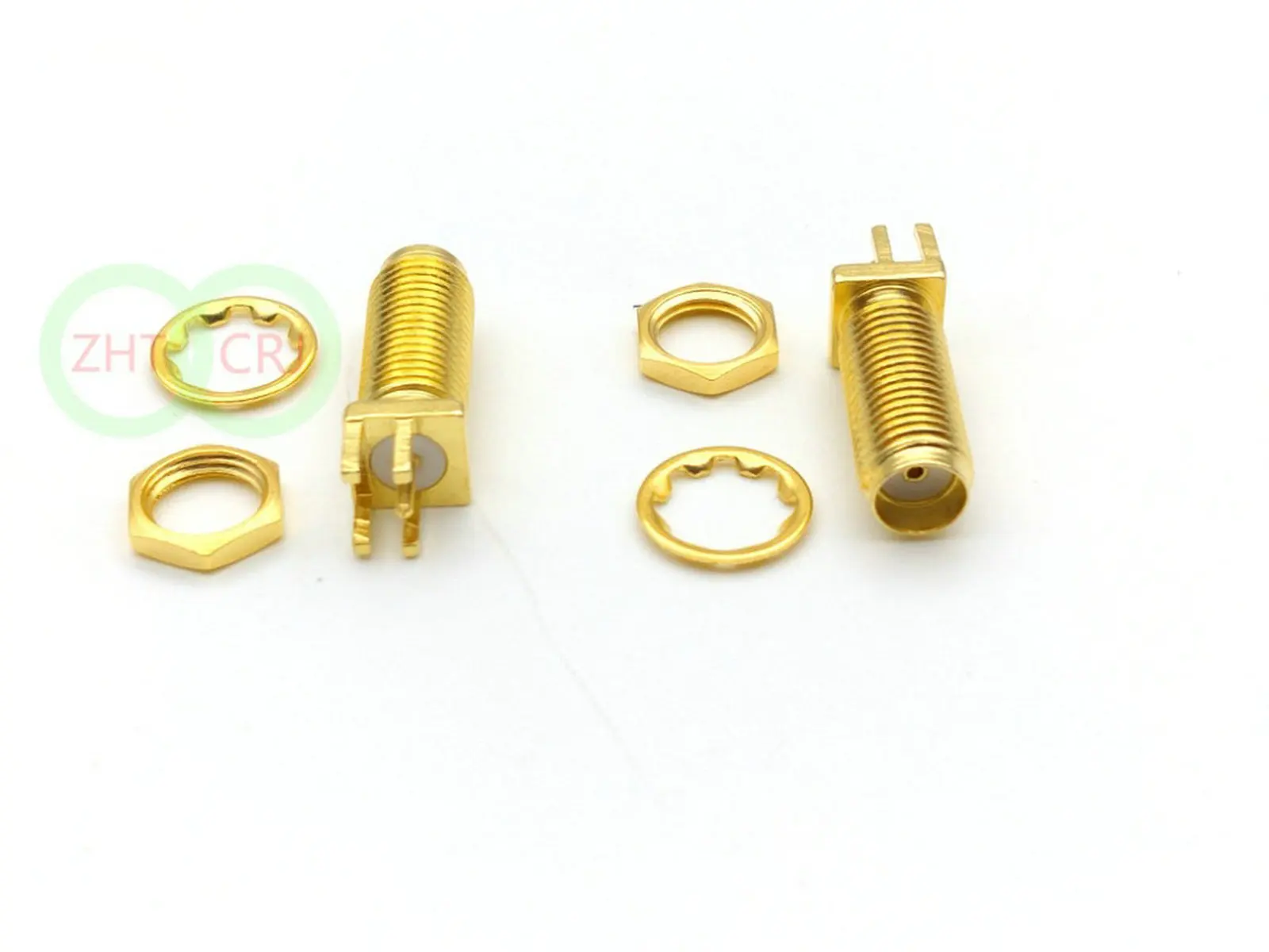 Imagem -02 - Latão Sma Feminino Porca Bulkhead Solda Deck Pcb Clip Edge Mount Conector rf 17 mm 100 Pcs