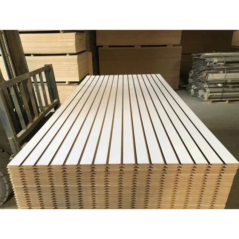 Custom. wood mdf plywood slatwall panel slat wall with groove Melamine Slotted MDF 15mm 16mm 18mm has inserted metal