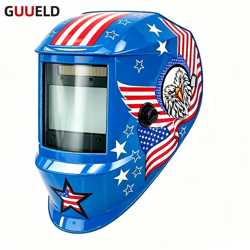 True Color Large Viewing Area Auto Darkening Welding Helmet, Solar Powered with 4 Arc Sensors, Shade 4/5-9/9-13 Adjustable