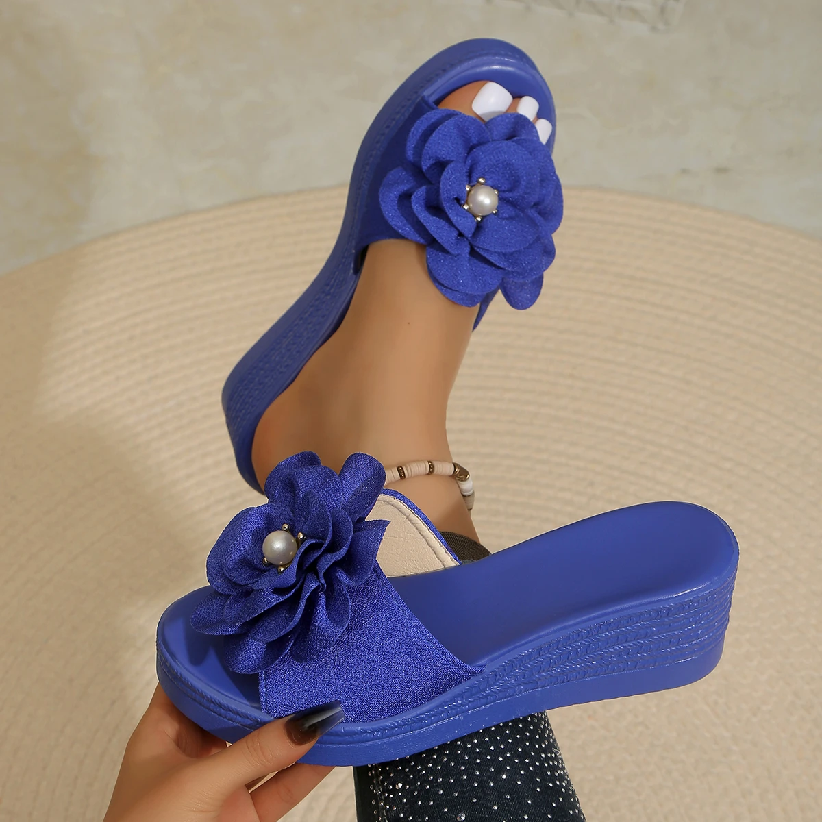 2025 Women Designers Wedges Sandals Women Summer Beach Platform Shoes Flower Women High Heel Sandals Fashion Zapatos De Mujer view 2