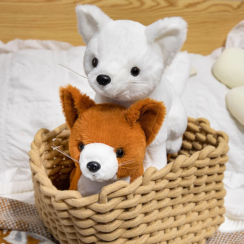 Simulation Fox Plushie Stuffed Toys Forest Animals Lifelike White Foxes Peluche Toys Home Decor Doll For Kids Birthday Gift