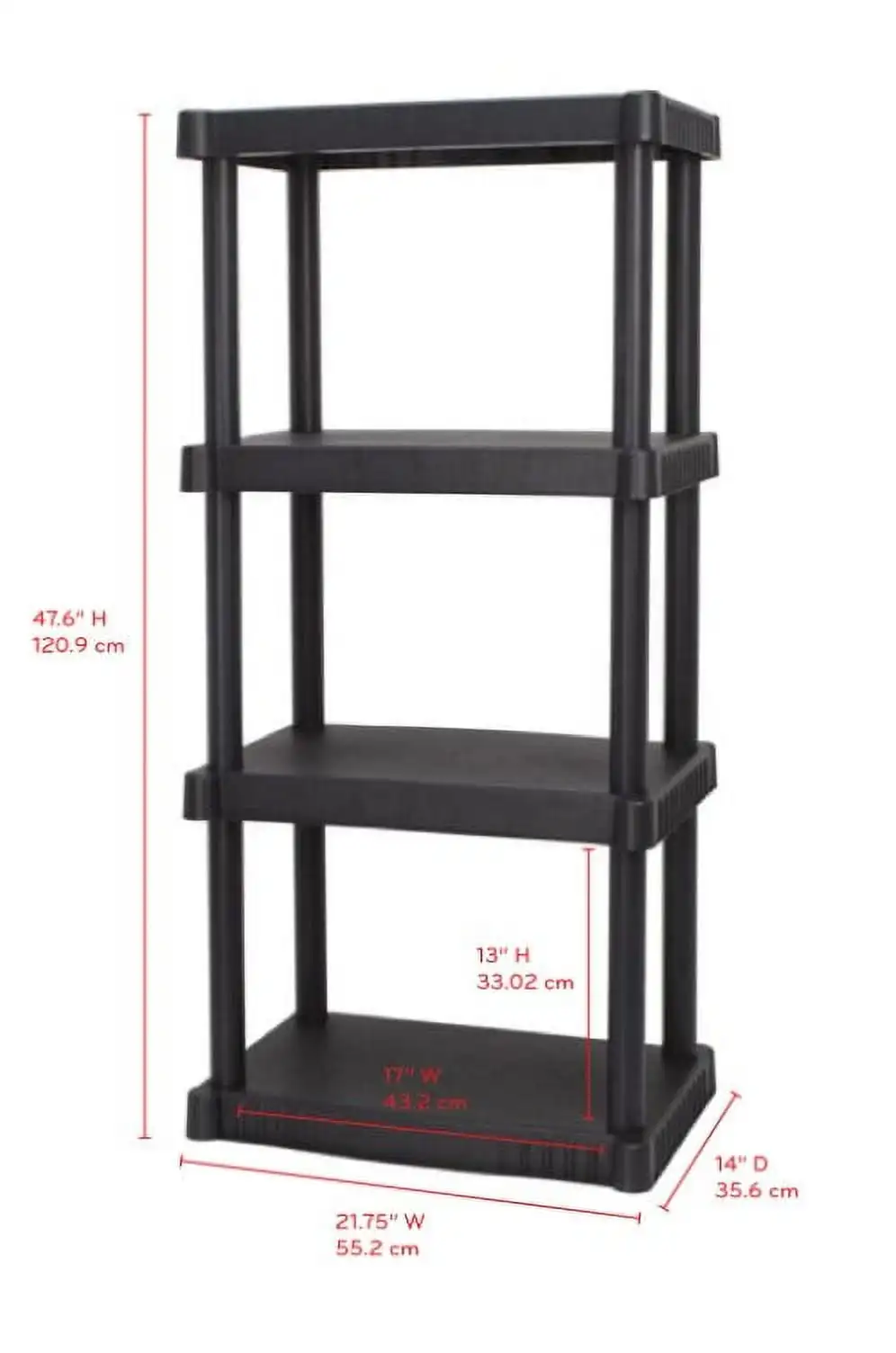 Plastic 4-Tier Storage Shelves 47.6