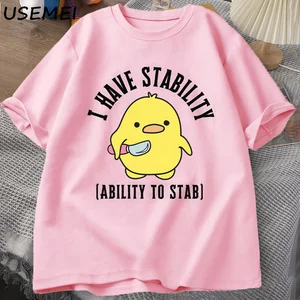 Unisex Soft Cotton Grafic T-Shirt, ich habe Stabilität, um zu erstechen, Fashion Duck Meme, Streetwear-Tops für Männer und Frauen 6 Hauptverkäufe Herren t -Shirt Pato - №5